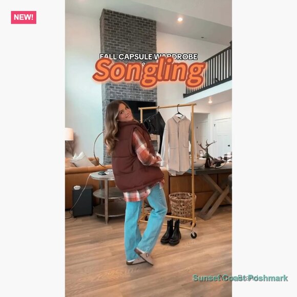 Oversized Puffer Vest Stand Collar Full Zip Sleeveless Quilted - Picture 7 of 7